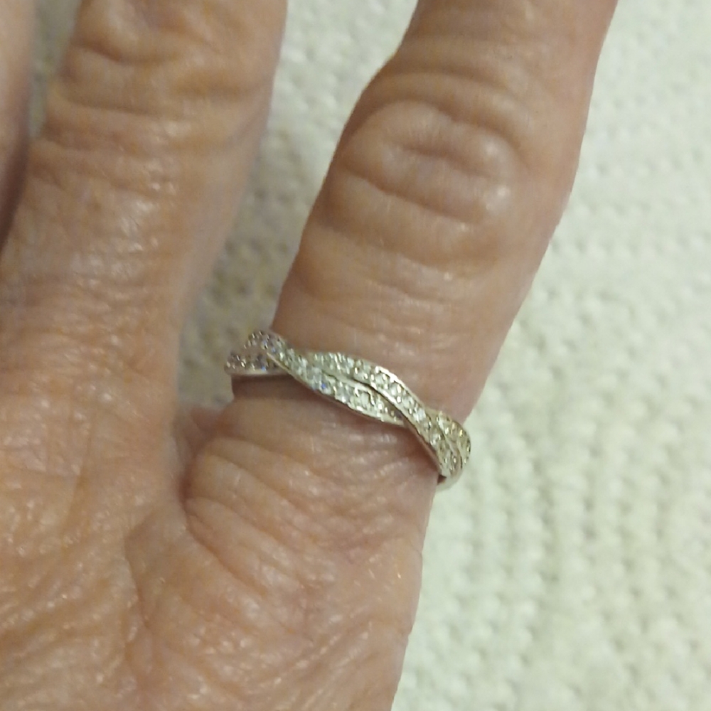 925 Sterling Silver,TWISTED FATE ETERNITY RING featuring Cubic Zirconia Stones 8